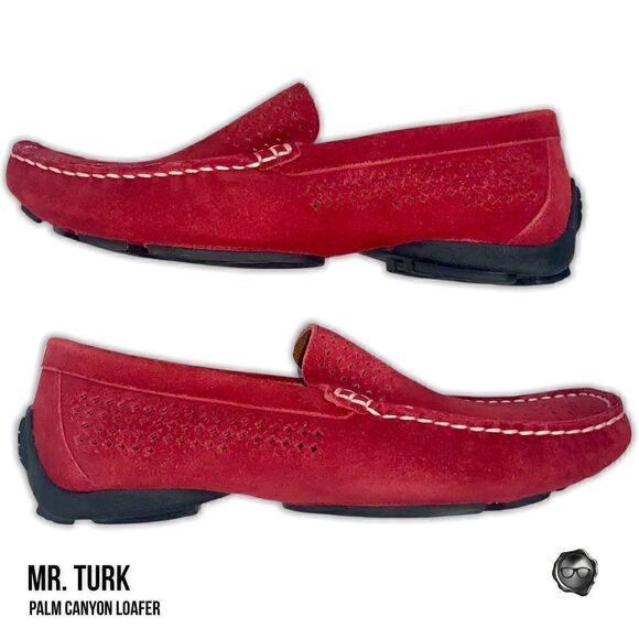 MR TURK PALM CANYON LOAFERS IN RED SUEDE MEN’S SIZE 9 LEATHER DRIVING MOCCASINS - Picture 3 of 12